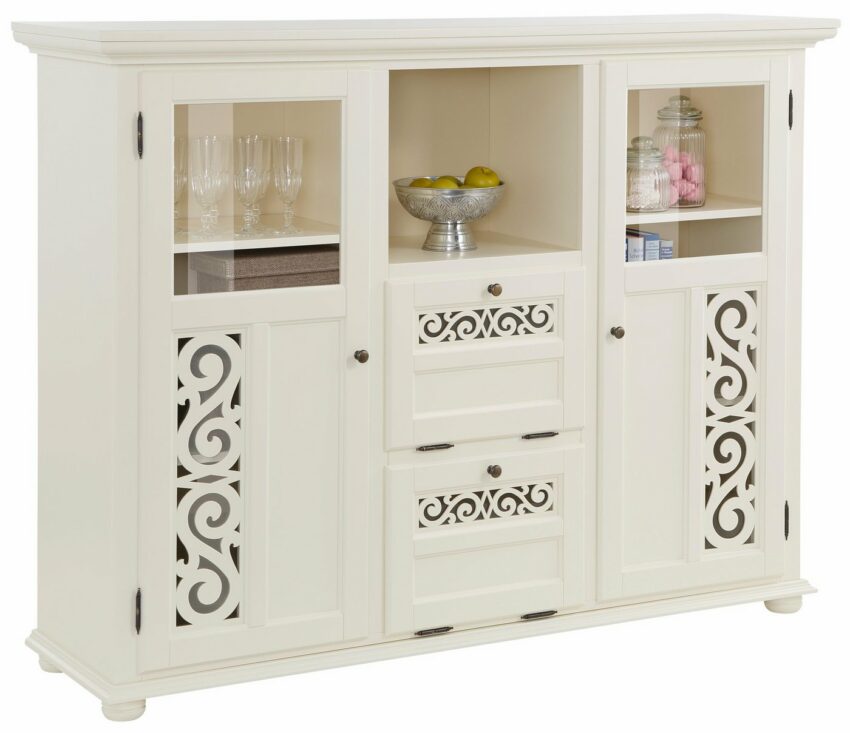 Home affaire Highboard »Arabeske«, erstrahlt in einer schönen Holzoptik, mit dekorativen Fräsungen auf den Türfronten, Breite 160 cm-Highboards-Ideen für dein Zuhause von Home Trends