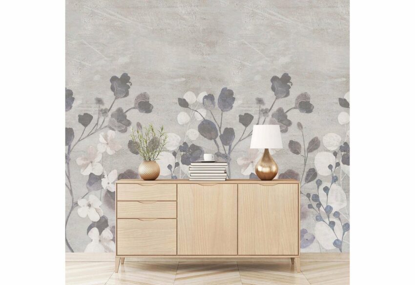 Bodenmeister Fototapete »Betonwand Blumen grau«-Tapeten-Ideen für dein Zuhause von Home Trends