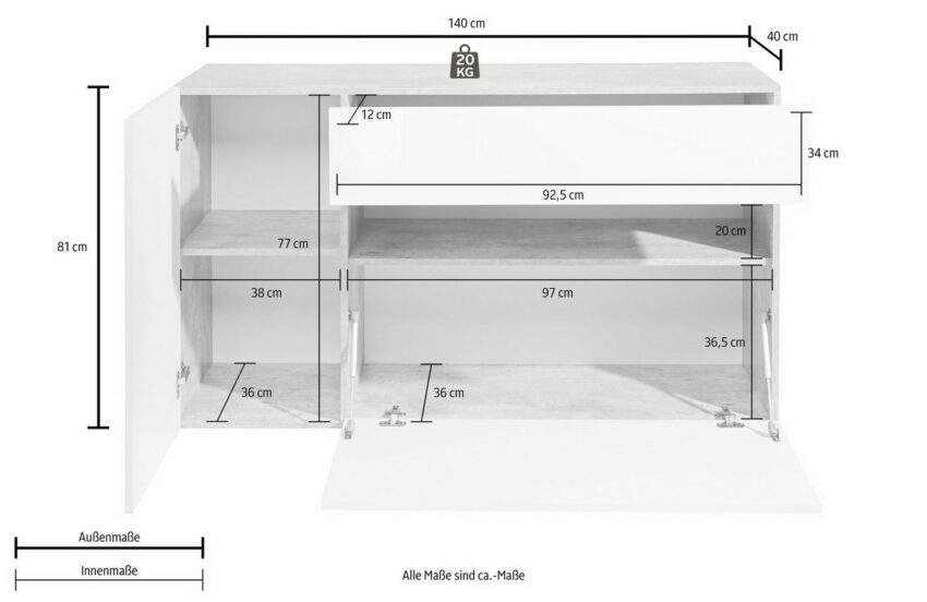 Tecnos Sideboard, Breite 140 cm, ohne Beleuchtung-Sideboards-Ideen für dein Zuhause von Home Trends