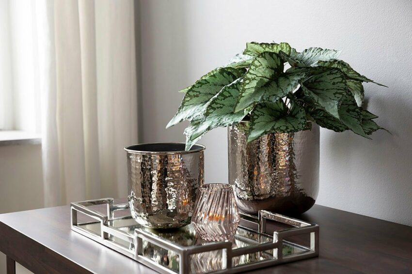 Fink Übertopf »INES, silber« (1 Stück), dekorativer Blumentopf, aus Metall, in verschiedenen Größen erhältlich, Wohnzimmer-Pflanzgefäße-Ideen für dein Zuhause von Home Trends