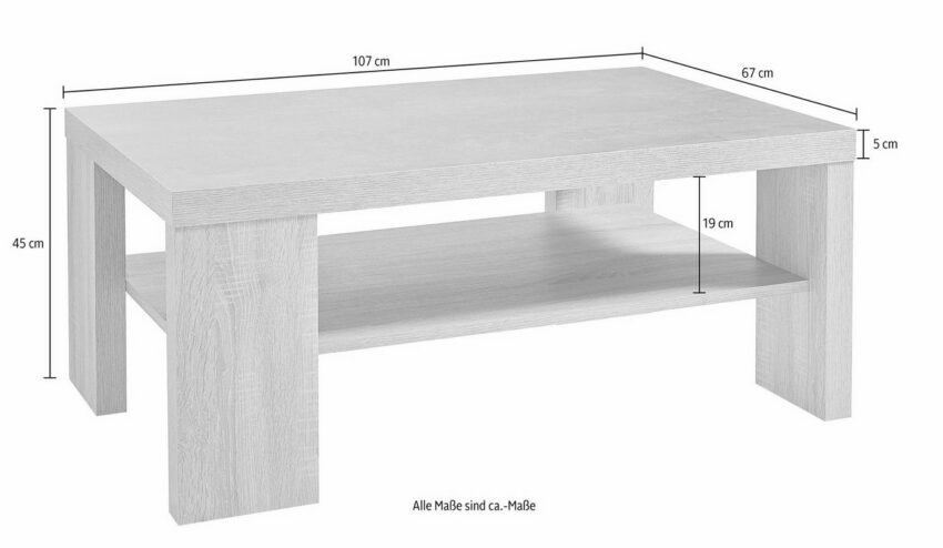 PRO Line Couchtisch, aus Holz, mit Ablageboden, rechteckig-Tische-Ideen für dein Zuhause von Home Trends