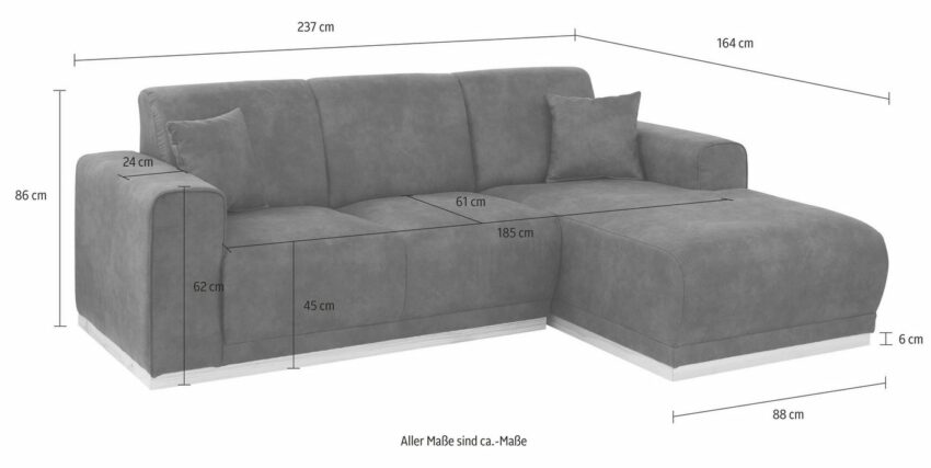 Home affaire Ecksofa »Seeland«, mit sichtbarem Holzrahmen an der Unterseite-Sofas-Ideen für dein Zuhause von Home Trends
