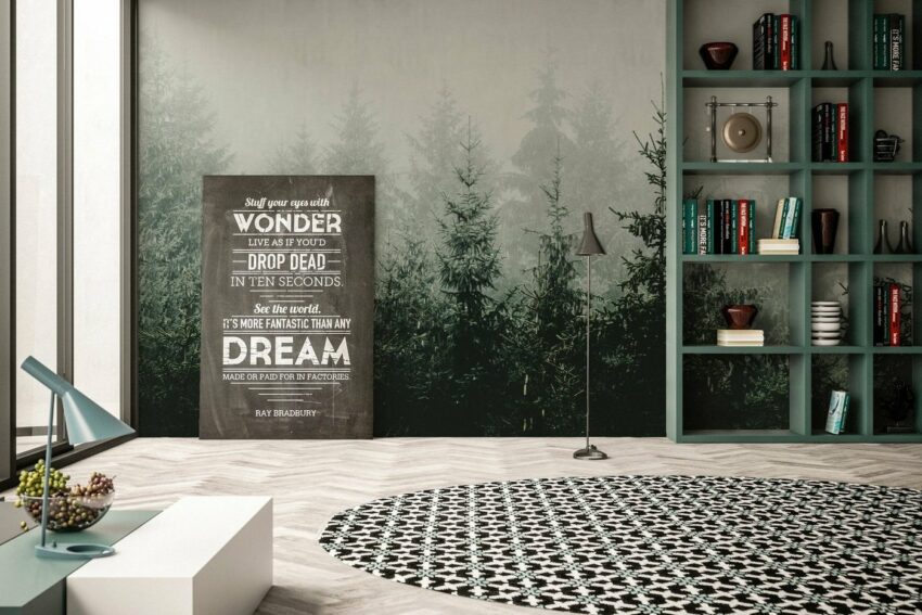 living walls Fototapete »ARTist Mountain Forest«, (Set, 4 St), Wald, Vlies, glatt-Tapeten-Ideen für dein Zuhause von Home Trends