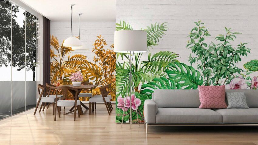 living walls Fototapete »Designwalls Tropical Wall 1«, glatt, (5 St)-Tapeten-Ideen für dein Zuhause von Home Trends