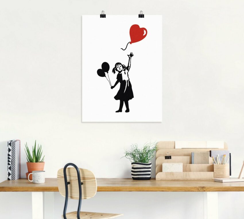 Artland Wandbild »Silhouette Mädchen Ballon Herz«, Bilder von Kindern (1 Stück), in vielen Größen & Produktarten - Alubild / Outdoorbild für den Außenbereich, Leinwandbild, Poster, Wandaufkleber / Wandtattoo auch für Badezimmer geeignet-Bilder-Ideen für dein Zuhause von Home Trends