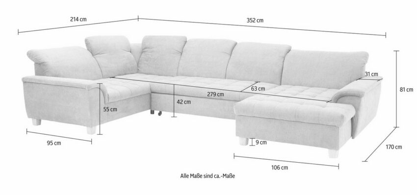 Home affaire Wohnlandschaft »Lyla«, wahlweise mit Rückenfunktion und zusätzlich mit Bett + Bettkasten-Sofas-Ideen für dein Zuhause von Home Trends