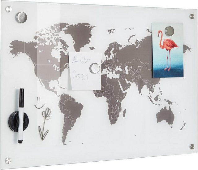 Zeller Present Pinnwand »Worldmap«, Glas 60x40-Memoboards-Inspirationen