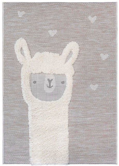 Kinderteppich »NAVAJO - Lama«, Primaflor-Ideen in Textil, rechteckig, Höhe 35 mm, Hoch-Tief-Effekt, Motiv Lama, Kinderzimmer-Teppiche-Inspirationen