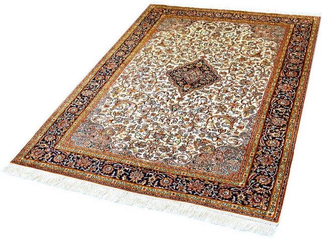 Seidenteppich »Kashan 8985«, Kayoom, rechteckig, Höhe 10 mm, Einzelstück mit Zertifikat, Wohnzimmer-Teppiche-Inspirationen
