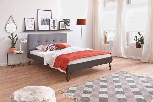 meise.möbel Metallbett »Boston«, Polsterkopfteil mit 4-Punkt-Steppung, diverse Fußvarianten möglich-Betten-Inspirationen