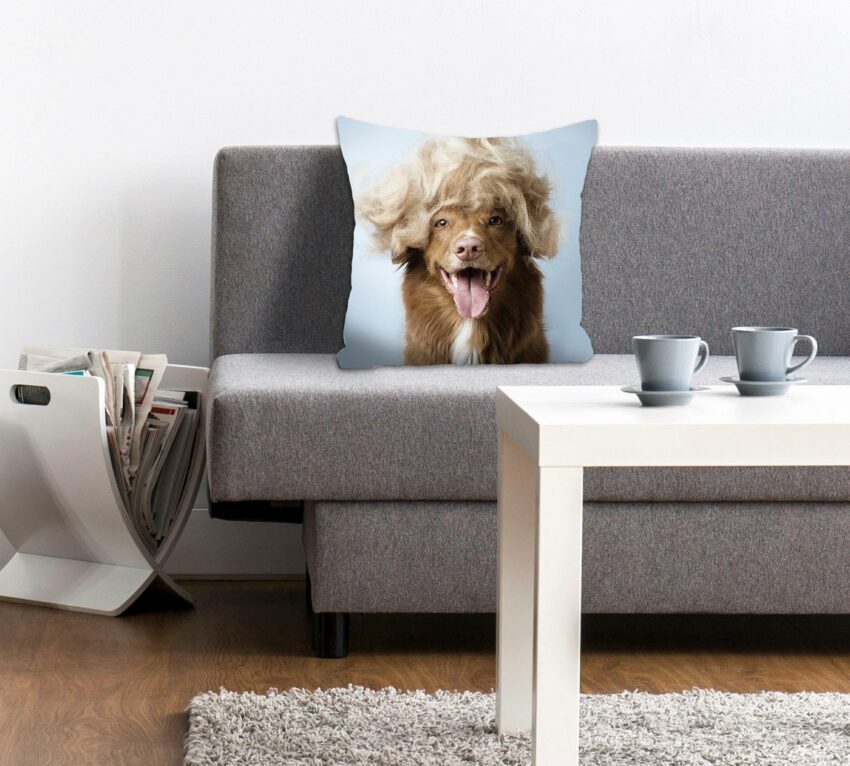Kissenhülle »Perry«, queence (1 Stück), mit einem Hund mit einer blonden Perücke-Kissen-Ideen für dein Zuhause von Home Trends