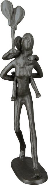 Casablanca by Gilde Dekofigur »Design Skulptur Huckepack, braun« (1 Stück), Dekoobjekt, aus Metall, Höhe 23 cm, Frau mit Kind, Wohnzimmer-Figuren-Inspirationen