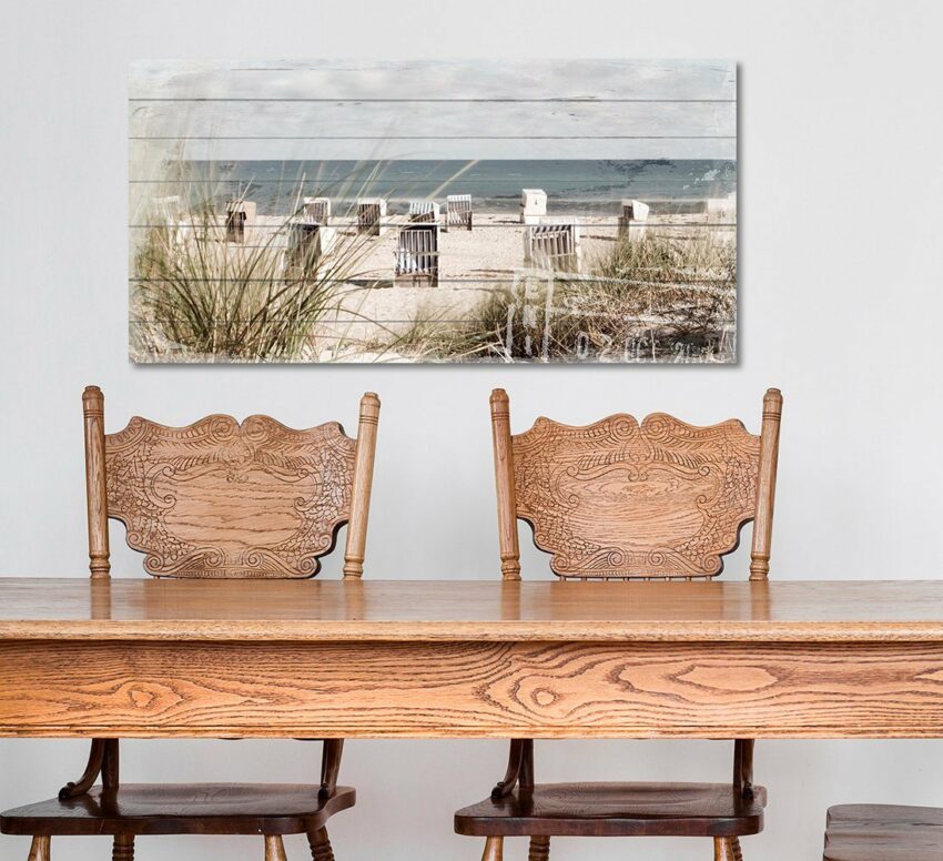 queence Holzbild »Strandkörbe-Strand«, 40x80 cm-Bilder-Ideen für dein Zuhause von Home Trends