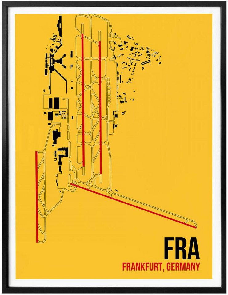 Wall-Art Poster »Wandbild FRA Grundriss Frankfurt«, Grundriss (1 Stück), Poster, Wandbild, Bild, Wandposter-Bilder-Ideen für dein Zuhause von Home Trends