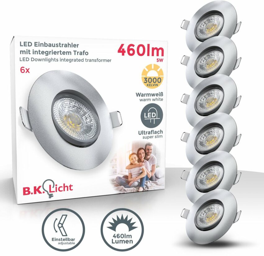 B.K.Licht LED Einbauleuchte, 6er Set schwenkbare Einbauleuchten, ultra flach (30mm)-Lampen-Ideen für dein Zuhause von Home Trends