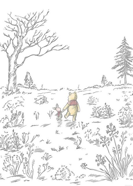 Komar Fototapete »Winnie Pooh Walk«, glatt, bedruckt, Comic, Retro, mehrfarbig, BxH: 200x280 cm-Tapeten-Inspirationen