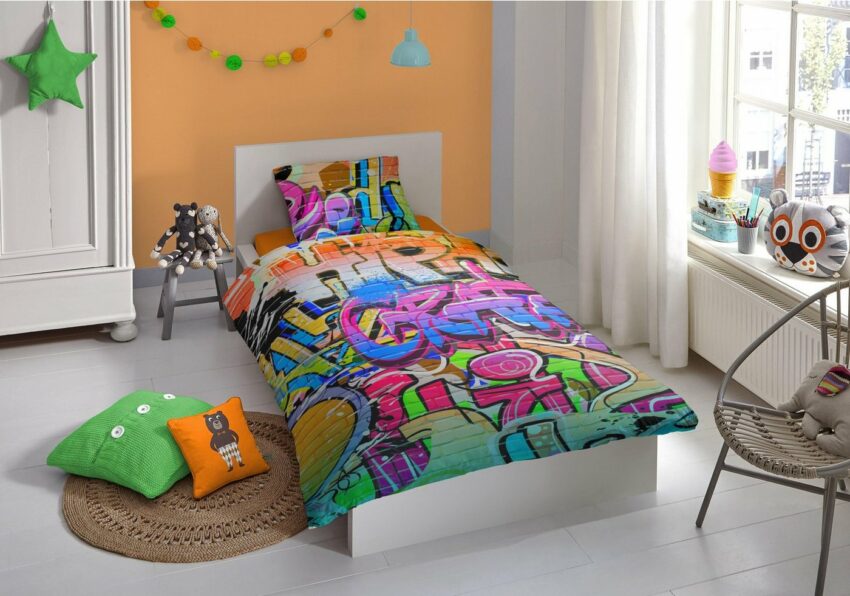 Kinderbettwäsche »Graffiti«, good morning, im Graffitidesign-Bettwäsche-Ideen für dein Zuhause von Home Trends