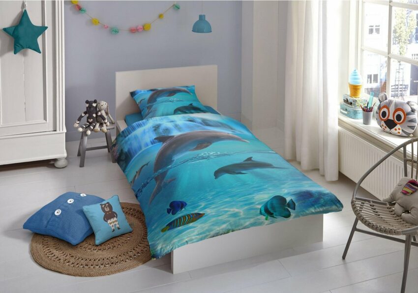 Kinderbettwäsche »Flipper«, good morning, mit Delfinmotiv-Bettwäsche-Ideen für dein Zuhause von Home Trends
