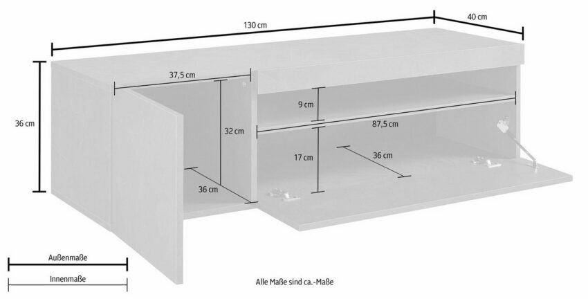 Tecnos Lowboard, Breite 130 cm, ohne Beleuchtung-Lowboards-Ideen für dein Zuhause von Home Trends