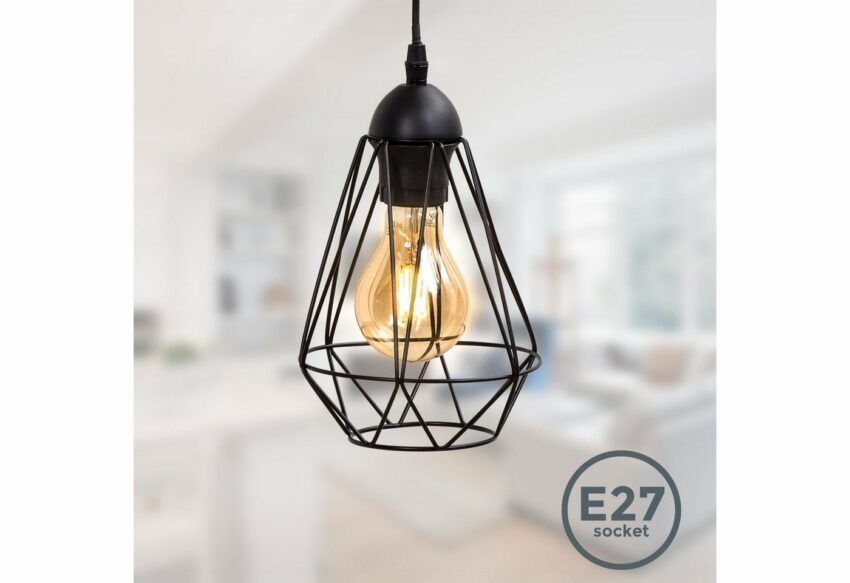 B.K.Licht LED Pendelleuchte, LED Hängelampe schwarz Metall Draht Vintage Industrieleuchte Decke Retro E27-Lampen-Ideen für dein Zuhause von Home Trends