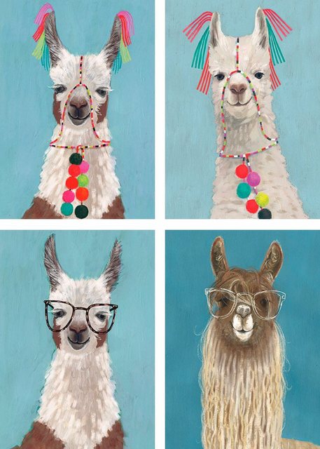 Artland Poster »Geschmückte Lamas«, Wildtiere (4 Stück), Poster, Wandbild, Bild, Wandposter-Bilder-Inspirationen