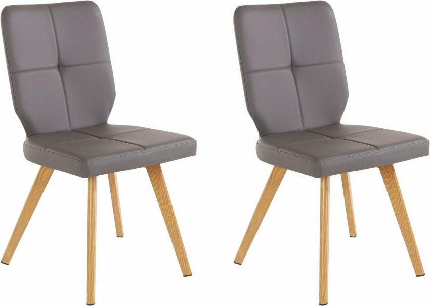 Home affaire 4-Fußstuhl »Davis« (Set, 2 Stück), Bezug aus Kunstleder, Metallgestell in Eiche Holzoptik-Stühle-Ideen für dein Zuhause von Home Trends