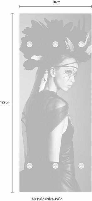 queence Garderobenpaneel »Frau mit Kopfschmuck«, mit 6 Haken, 50 x 120 cm-Garderoben-Inspirationen