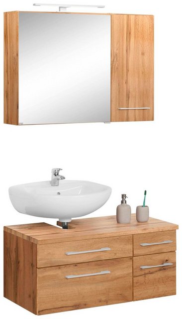 HELD MÖBEL Badmöbel-Set »Davos«, (3-St), Spiegelschrank Mit  LED-Beleuchtung, Hängeschrank Und Waschbeckenunterschrank | HomeTrends🏠