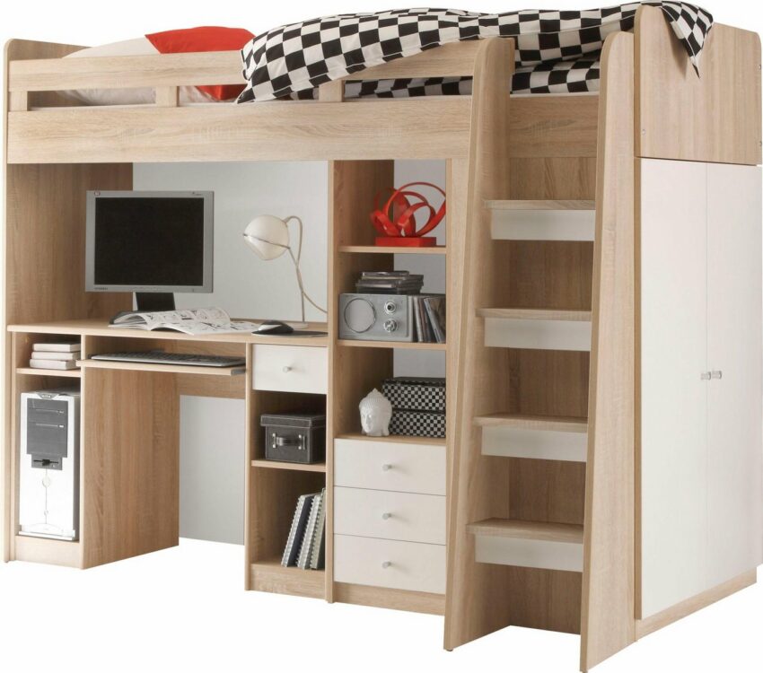 Begabino Hochbett mit Kleiderschrank, Schreibtisch und Schubladen-Betten-Ideen für dein Zuhause von Home Trends