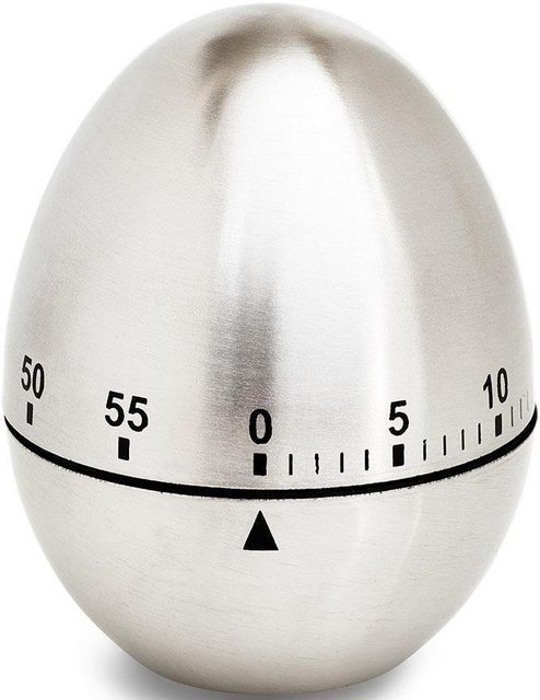 ADE Küchentimer »TD 1606« klassischer Kurzzeitmesser in Ei-Form aus gebürstetem Edelstahl zum Aufziehen mit akustischem Signal nach Zeitablauf, zuverlässige Eieruhr mit Rundskala-Uhren-Inspirationen