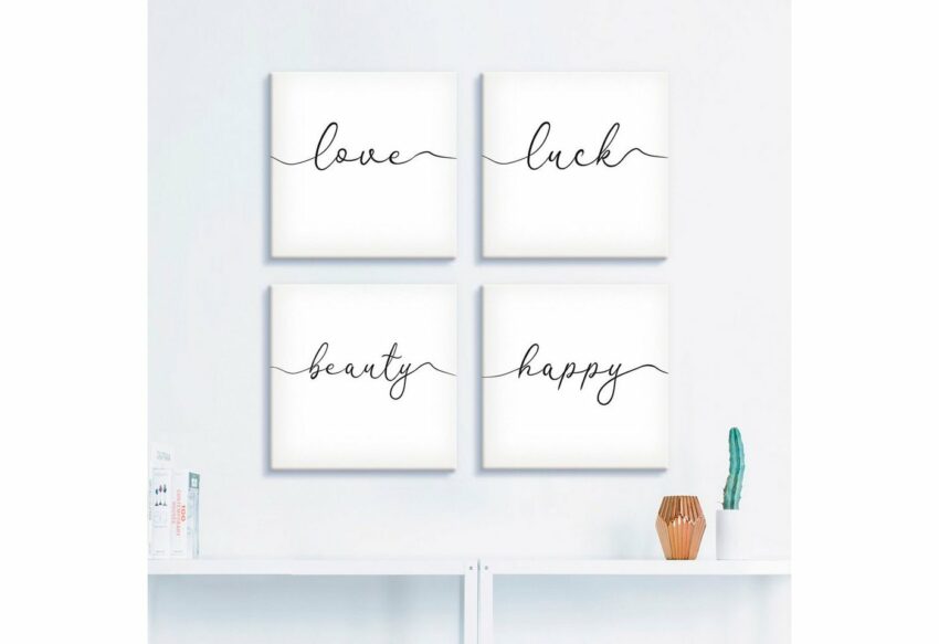 Artland Leinwandbild »Liebe Glück Schönheit Frohsinn«, Sprüche & Texte (4 Stück)-Bilder-Ideen für dein Zuhause von Home Trends