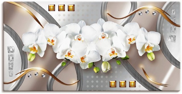 Artland Wandbild »Orchideen mit Elementen«, Blumen (1 Stück), in vielen Größen & Produktarten -Leinwandbild, Poster, Wandaufkleber / Wandtattoo auch für Badezimmer geeignet-Bilder-Inspirationen