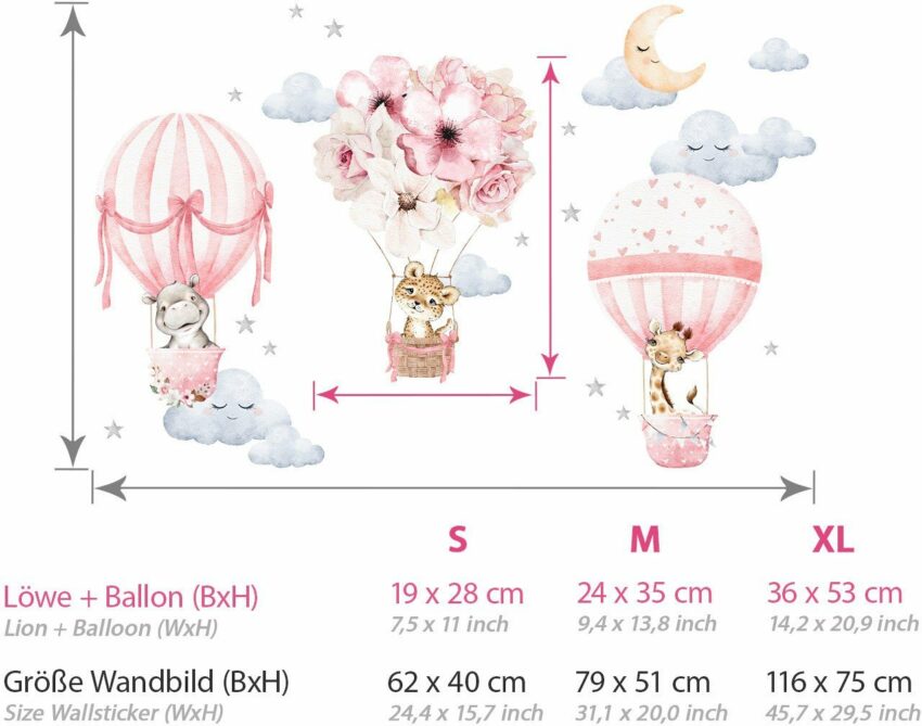 little DECO Wandtattoo »Little Deco Wandtattoo Tiere & Heißluftballons Rosa«-Wandtattoos-Ideen für dein Zuhause von Home Trends
