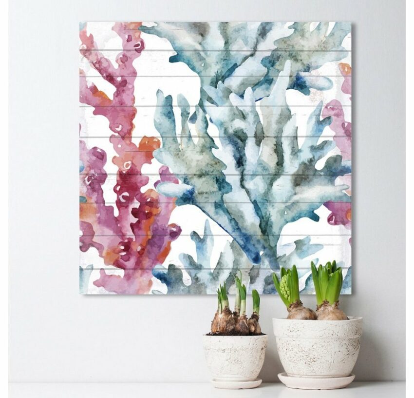 queence Holzbild »Bunte Korallen«, 40x40 cm-Bilder-Ideen für dein Zuhause von Home Trends
