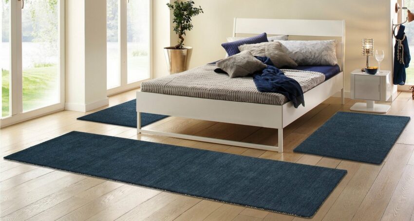 Bettumrandung »Gabbeh uni« Theko Exklusiv, Höhe 15 mm, (3-tlg), Bettvorleger, Läufer-Set für das Schlafzimmer-Teppiche-Ideen für dein Zuhause von Home Trends
