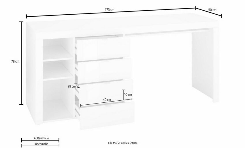 borchardt Möbel Schreibtisch »Wim«, mit 3 Fächern und 4 Schubkästen-Tische-Ideen für dein Zuhause von Home Trends