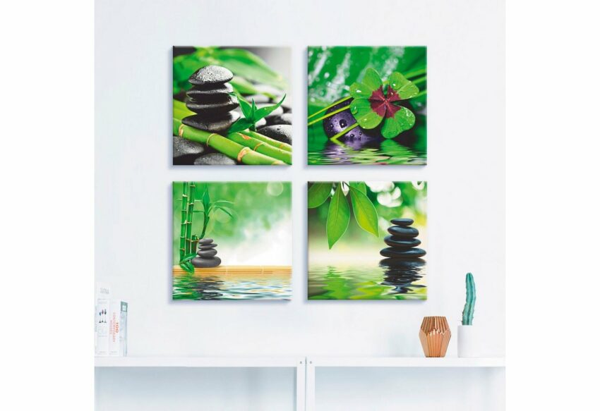 Artland Leinwandbild »Glücksklee Zen Steinpyramide Wasser«, Zen (4 Stück)-Bilder-Ideen für dein Zuhause von Home Trends