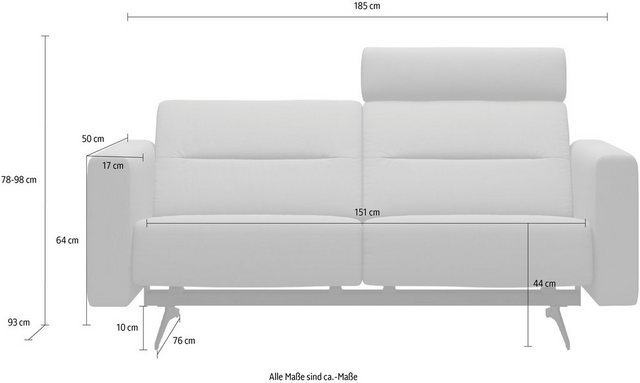 Stressless® 2-Sitzer »Stella«, mit Zwischennaht im Rücken, Armlehnen S2, Fuß Chrom, Breite 185 cm-Sofas-Inspirationen