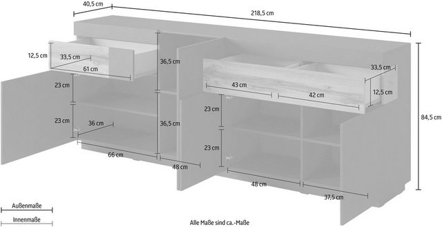 Helvetia Sideboard »SILKE«, Breite 218, 5 cm-Sideboards-Inspirationen