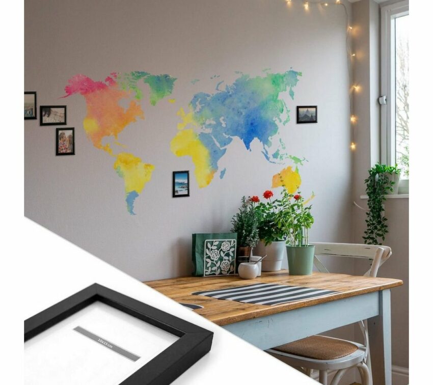 Wall-Art Wandtattoo »Aquarell Weltkarte Bilderrahmen« (1 Stück)-Wandtattoos-Ideen für dein Zuhause von Home Trends