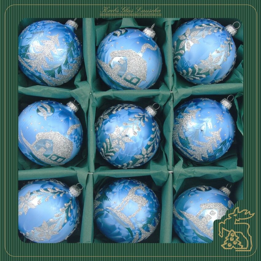 Krebs Glas Lauscha Weihnachtsbaumkugel »KGL03384« (9 Stück), aus Glas, mit Weihnachtsmotiv-Weihnachtskugeln-Ideen für dein Zuhause von Home Trends