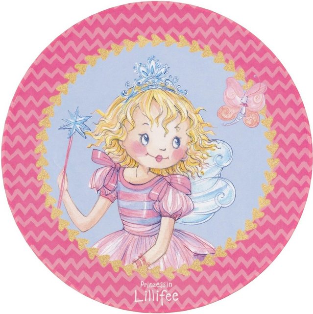 Kinderteppich »LI-110«, Prinzessin Lillifee, rund, Höhe 6 mm, bedruckter Stoff, weiche Microfaser, Kinderzimmer-Teppiche-Inspirationen