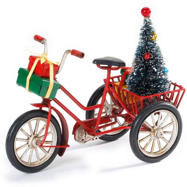 CHRISTMAS GOODS by Inge Dekoobjekt »Dreirad mit Transportkorb« (1 Stück), Inkl. Weihnachtsbaum und Geschenken-Figuren-Inspirationen