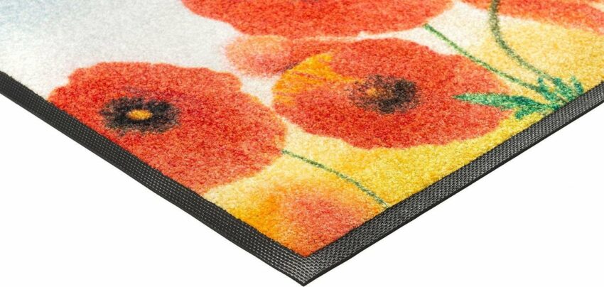 Fußmatte »Sunny Poppy«, wash+dry by Kleen-Tex, rechteckig, Höhe 7 mm, Schmutzfangmatte, Motiv Blumen, rutschhemmend, waschbar-Fußmatten-Ideen für dein Zuhause von Home Trends