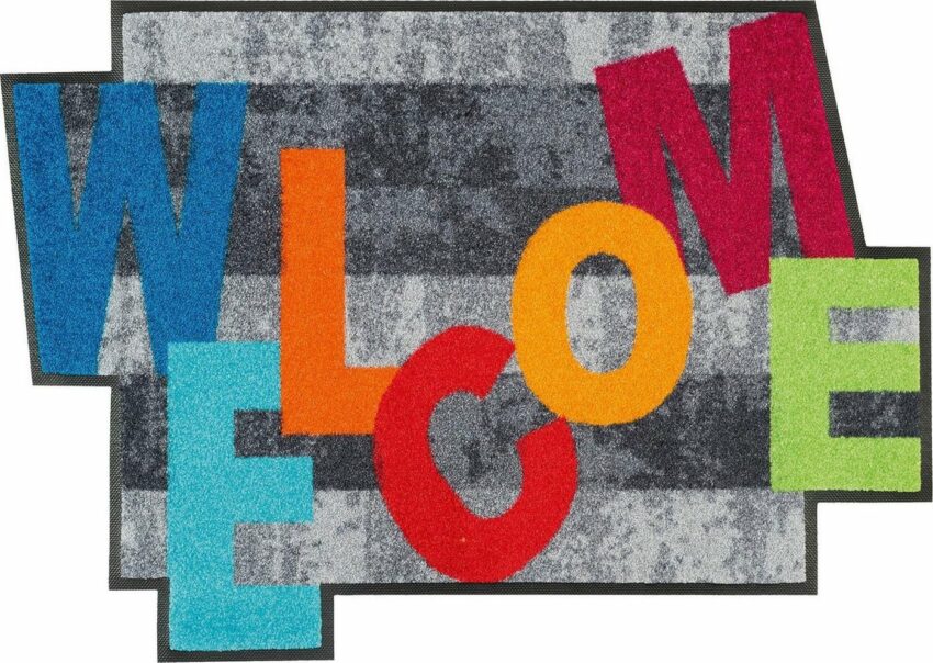 Teppich »Crazy Welcome«, wash+dry by Kleen-Tex, rechteckig, Höhe 7 mm, mit Spruch, rutschhemmend, In- und Outdoor geeignet, waschbar-Teppiche-Ideen für dein Zuhause von Home Trends