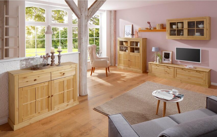 Home affaire Highboard »Cindy«, mit dekorativen Fräsungen und Glastüreneinsätzen, Breite 124 cm-Highboards-Ideen für dein Zuhause von Home Trends