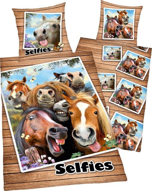Kinderbettwäsche »Selfies Pferde«, mit Pferdeköpfen-Bettwäsche-Inspirationen