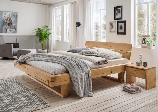 Premium collection by Home affaire Massivholzbett »Ultima«, aus massivem Holz in Balken-Optik, in unterschiedlichen Bettbreiten und Holzfarben-Betten-Inspirationen