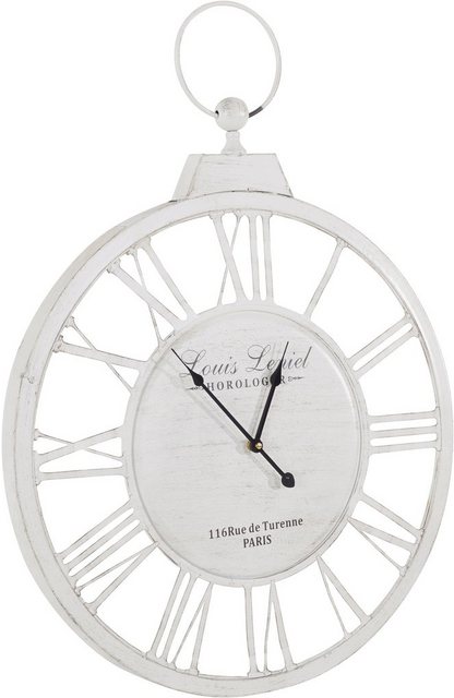 Home affaire Wanduhr (XXL, weiß, rund, Ø 58 cm, aus Metall, römische Ziffern, Shabby Optik, dekorativ in Küche & Wohnzimmer)-Uhren-Inspirationen