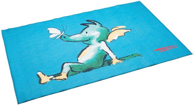 Kinderteppich »Drache Tabaluga hellblau«, TABALUGA, rechteckig, Höhe 4 mm, bedruckt, waschbar, Kinderzimmer-Teppiche-Inspirationen